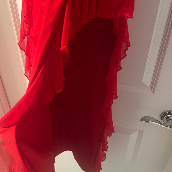 Bandeau Ruffle Detail Maxi Dress in Red - Picture 6 of 9